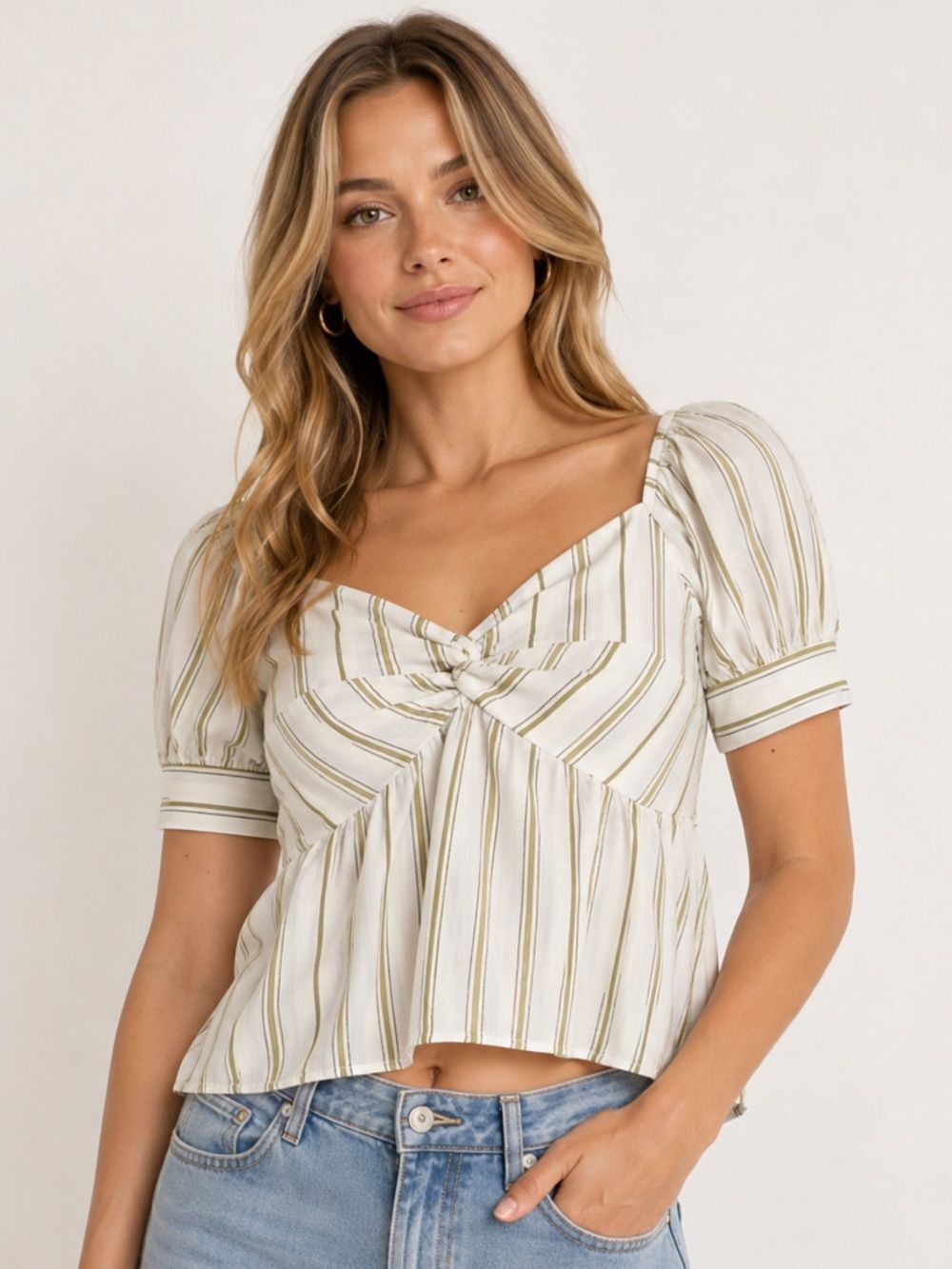 Society Stitch Sweetheart Twist Knot Neckline Striped Crop Top. Size XXL